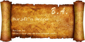 Burján Anina névjegykártya